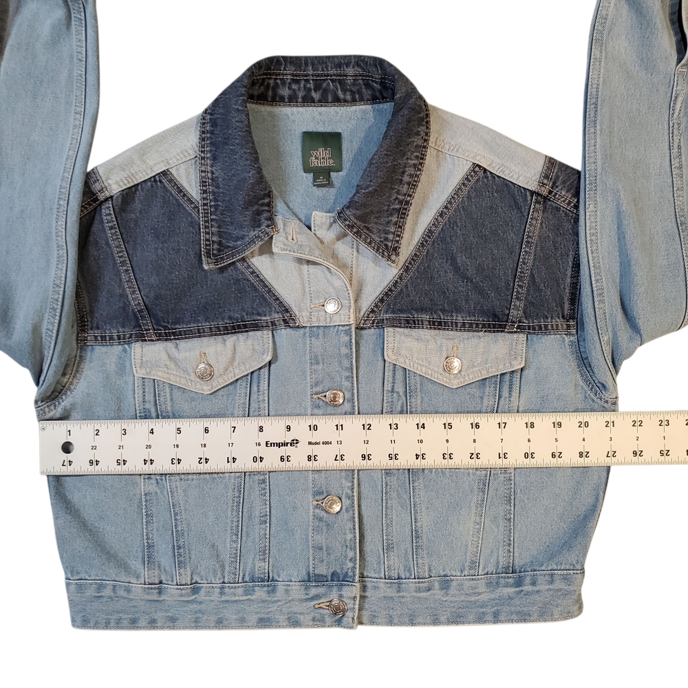Wild Fable Jean Jacket Women's Size Medium Color Block Design Denim Trucker - Picture 6 of 9